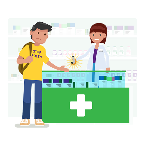 auxiliar de farmacia atendiendo a un cliente